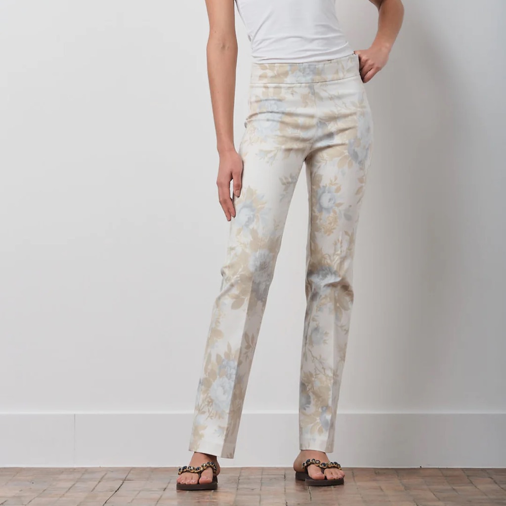 New Avenue Montaigne Becca Flowers Beige Bootcut Pull On Size 8 Workwear Casual